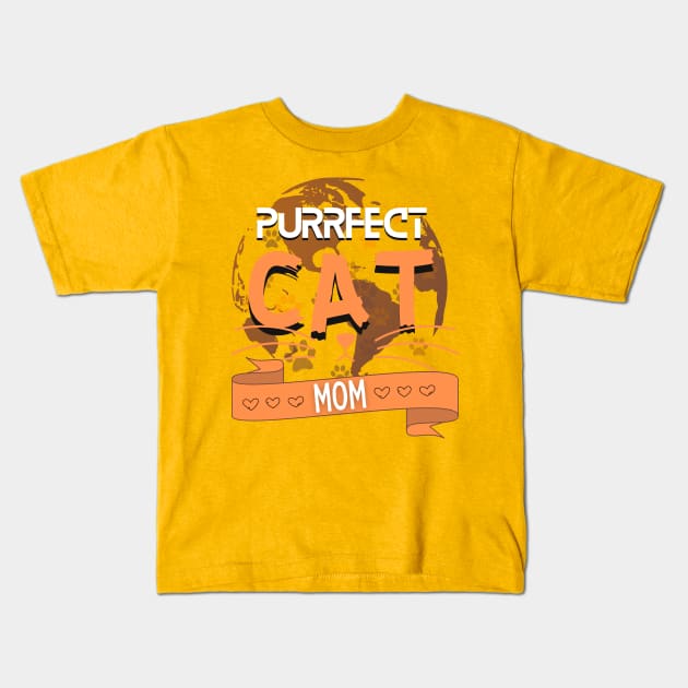 Purrfect Cat Mom Kids T-Shirt by NICHE&NICHE